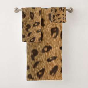 Faux Leopard Spots Fur Bath Towel Set