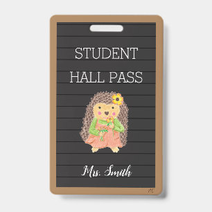 Faux Letter Board Girl Hedgehog Bathroom Hall Pass Badge