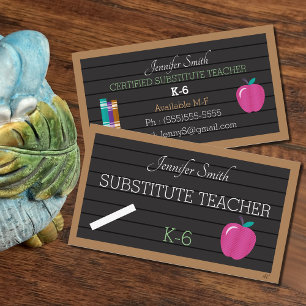 Faux Letter Board Substitute Teacher Business Card