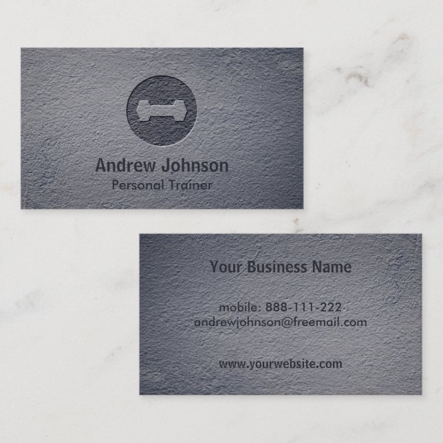 Faux Letterpress Dumbbell Weights Fitness Trainers Business Card (Front/Back)