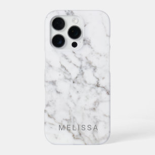 Faux Light Marble Texture Look-like & Custom Text iPhone 16 Pro Case