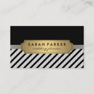 Faux Linen métal or Étiquette Black Stripes