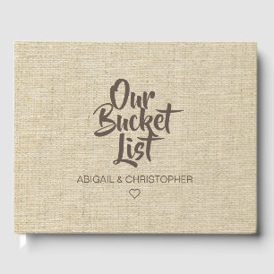 Faux Linen Our Bucket List Couple Keepsake Guest Book