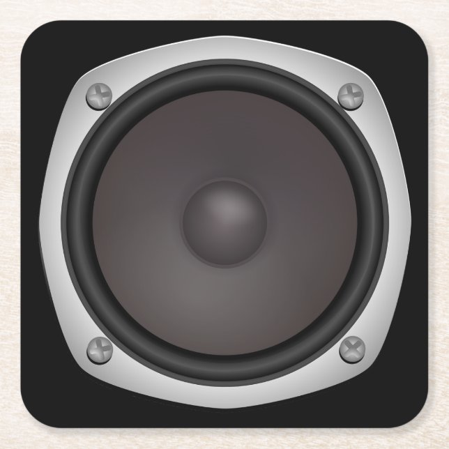 Faux Loudspeaker Square Paper Coaster (Front)