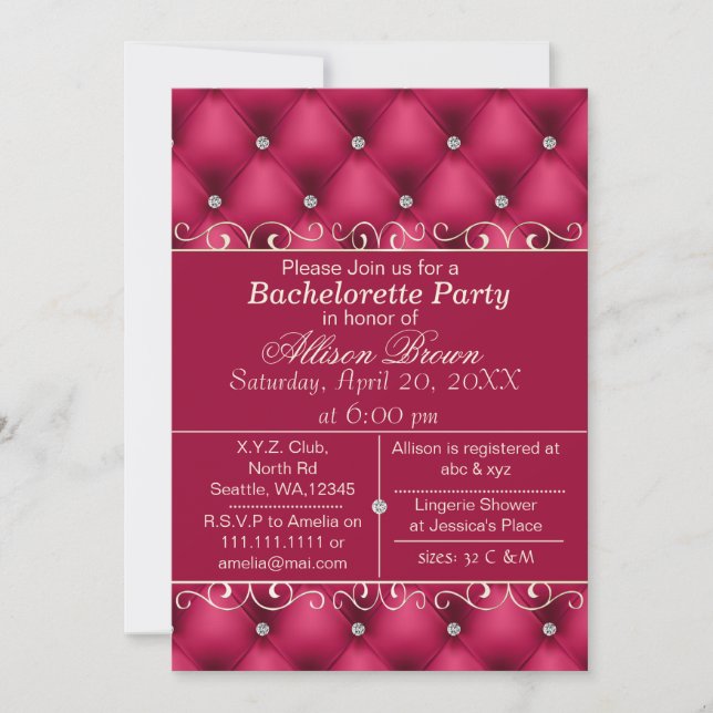 FAUX luxe cuir rose bachelorette invitation (Devant)