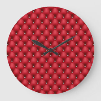 FAUX luxurious leather red wall clock