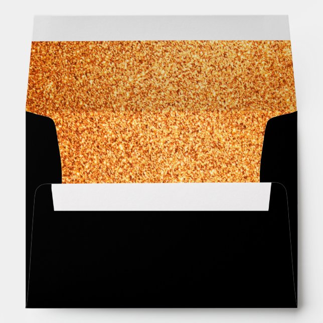 Faux Luxury Gold Black wedding Envelopes (Back (Bottom))
