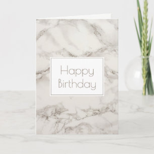 Faux Marble Alabaster in Taupe Happy Birthday Card