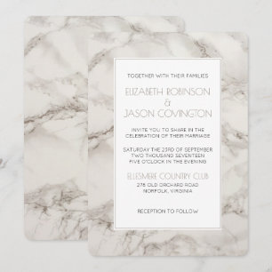 Faux Marble Alabaster Modern Classy Wedding Invite