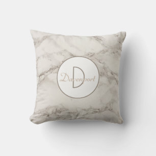 Faux Marble Alabaster Taupe Personalized Modern Throw Pillow