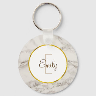 Faux Marble Alabaster Taupe Tan Modern Custom Keychain