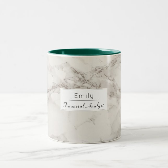 Faux Marble Alabaster Taupe Tan Modern Custom Two-Tone Coffee Mug (Center)