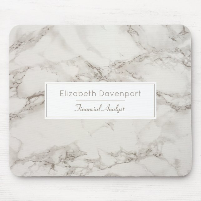 Faux Marble Alabaster Taupe Tan Modern Mouse Pad (Front)