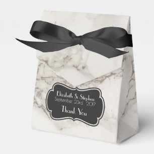 Faux Marble Alabaster Taupe Tan Wedding Thanks Favor Box