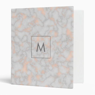 Faux Marble and Rose Gold Texture Monogrammed Binder