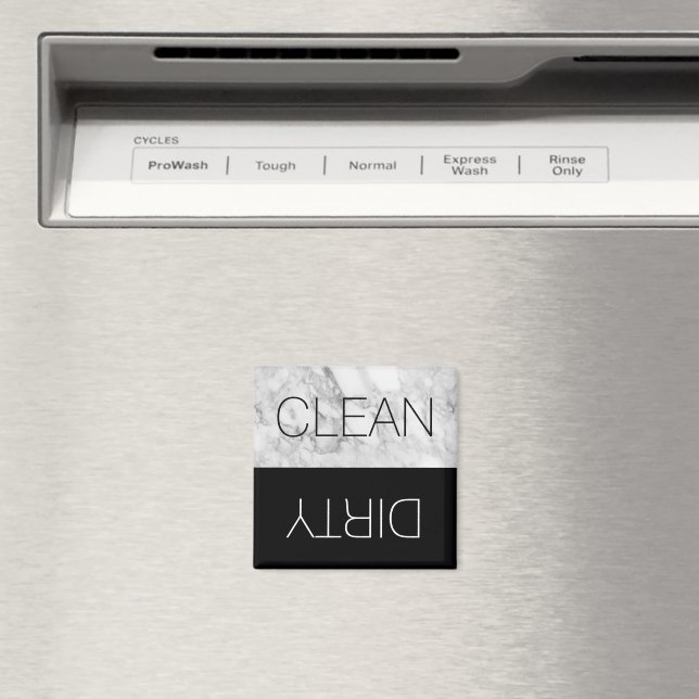 Faux Marble & Black Clean Dirty Dishwasher Magnet (In Situ (Dishwasher))