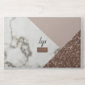 Faux Marble Blush Rose Gold Glitter HP Laptop Skin (Front)