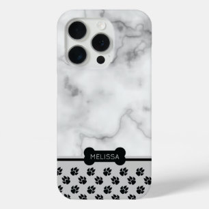 Faux Marble & Dog Theme - Choose Own Accent Colour iPhone 15 Pro Case