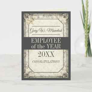 Faux marble employee of the year recognition card