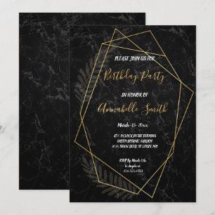 Faux Marble  Geometric Birthday Party Invitation