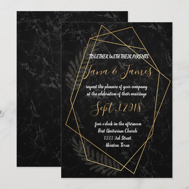 Faux Marble  Geometric Invitation (Front/Back)