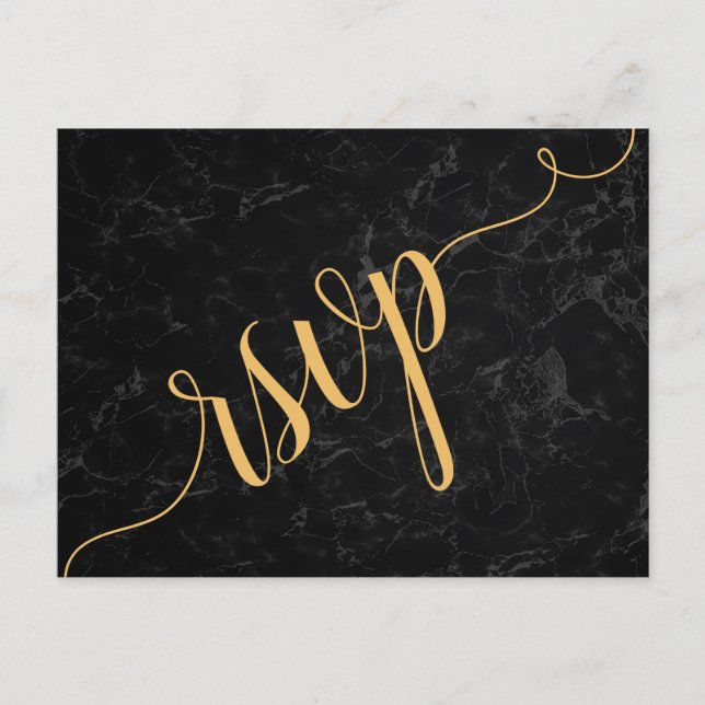 Faux Marble  Geometric rsvp Invitation Postcard (Front)