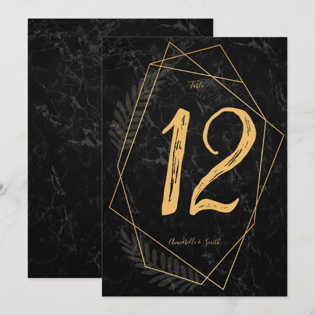 Faux Marble  Geometric table number (Front/Back)