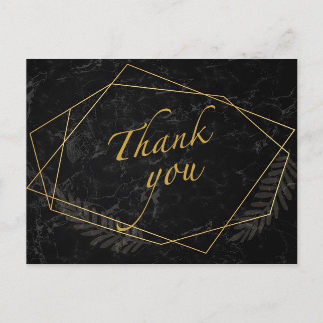 Faux Marble  Geometric Thank you Postcard (Front)