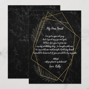 Faux Marble Geometric will be my bridesmaid Invitation