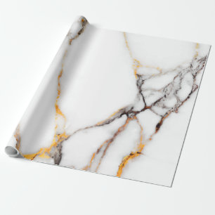Faux marble in white beige and grey wrapping paper