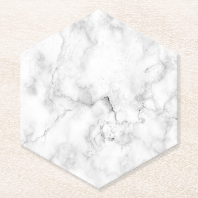 Faux Marble Look Hexagon Paper Coaster (Front)