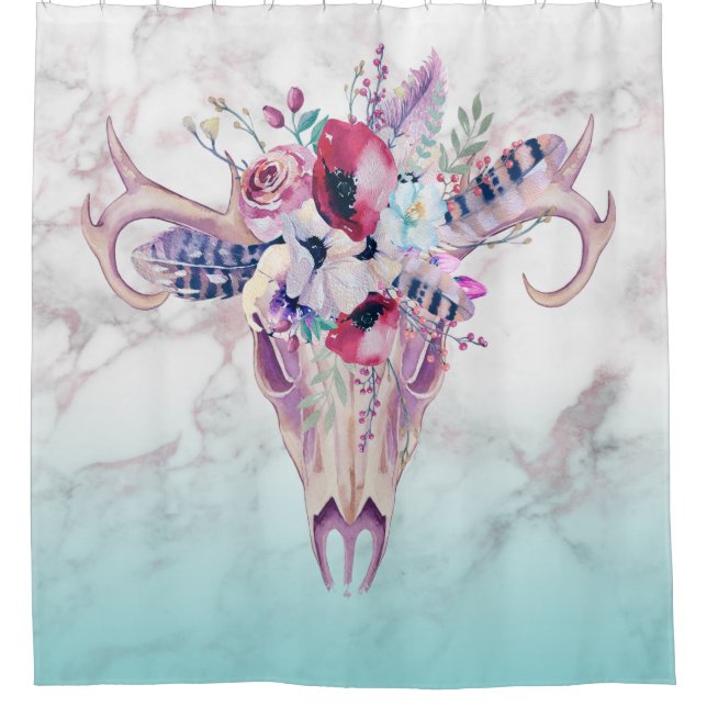 Faux Marble Ombre & Colourful Boho Skull (Front)