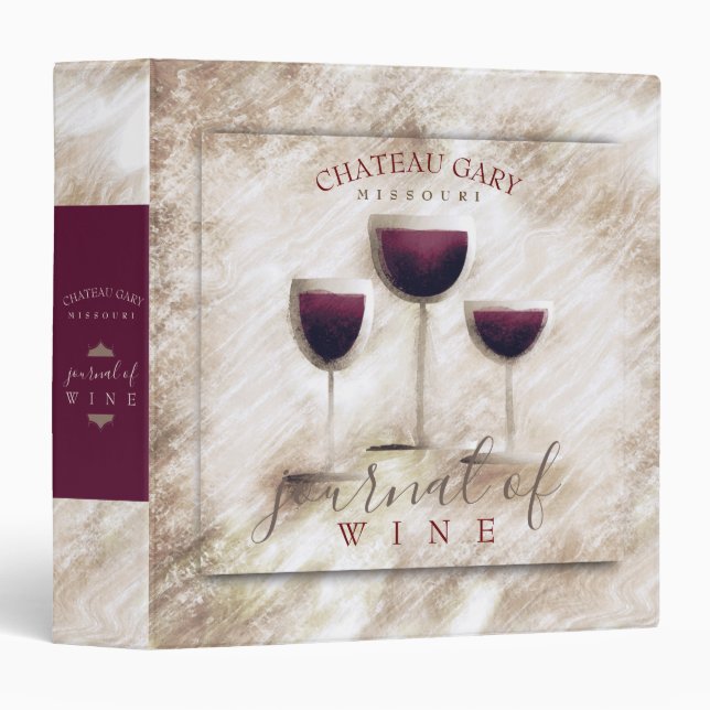 Faux marble red wine personalized wine journal binder (Front/Spine)