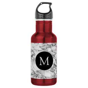 Faux Marble Water Bottle Personalize Custom Letter