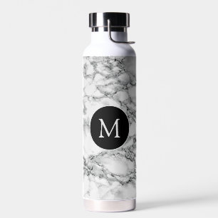 Faux Marble Water Bottle Personalize Custom Letter