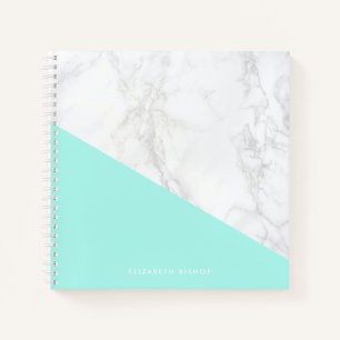 Faux Marble with Aqua Accent Personalized Notebook