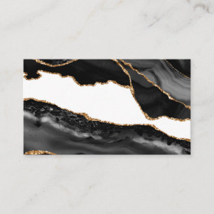 Faux Marbled Agate Black Stylish Stone Luxury Business Card