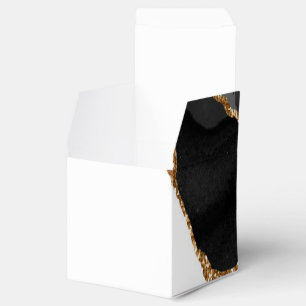 Faux Marbled Agate Black Stylish Stone Luxury Gold Favor Box