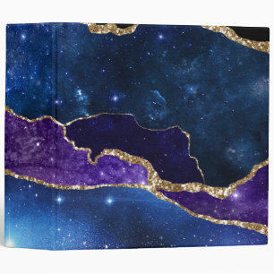 Faux Marbled Agate Stone Galaxy Sparkly Shining Binder
