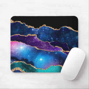 Faux Marbled Agate Stone Galaxy Sparkly Shining Mouse Pad