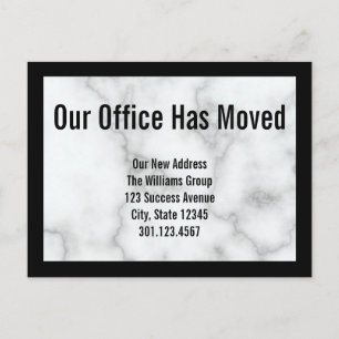 Faux Marbre blanc Office Moving Faire-part