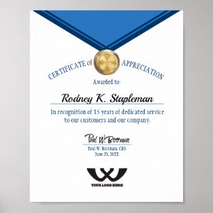 Faux medal universal employee anniversary display poster