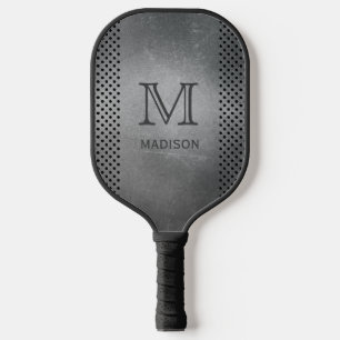 Faux Metal custom monogram & name Pickleball Paddle