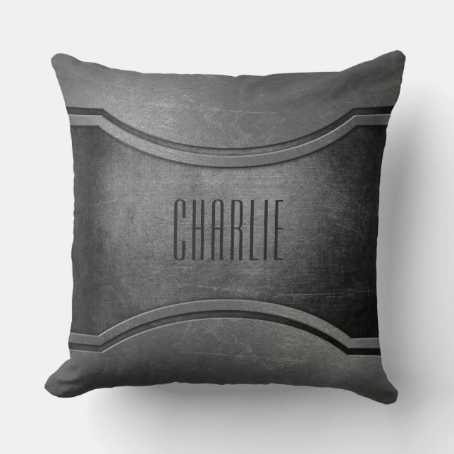Faux Metal custom monogram throw pillows (Front)