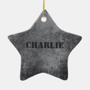 Faux Metal custom name star ornament