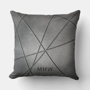 Faux Metal Pattern custom monogram throw pillows