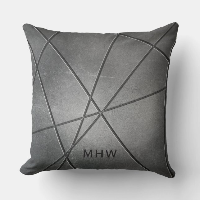 Faux Metal Pattern custom monogram throw pillows (Front)