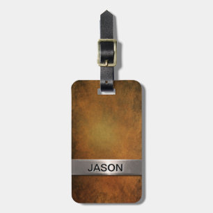 Faux Metal Silver Rusty Steel Luggage Tag