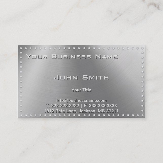Faux Metal Steel Business Card (Front)