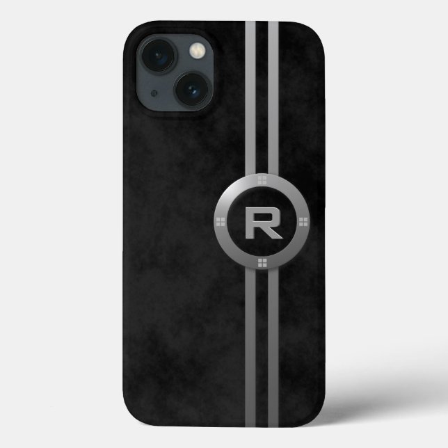 Faux Metallic Deco Mottled Black Case-Mate iPhone Case (Back)